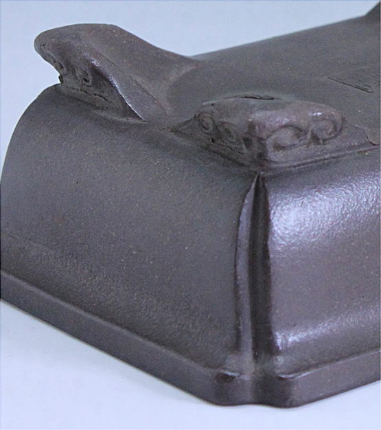 盆栽鉢　時代古色有尚古堂型盆栽鉢中品隅入り雲足20x15.5x10cm豊蘭製陶製 盆栽鉢 時代古色有尚古堂型盆栽鉢中品隅入り雲足